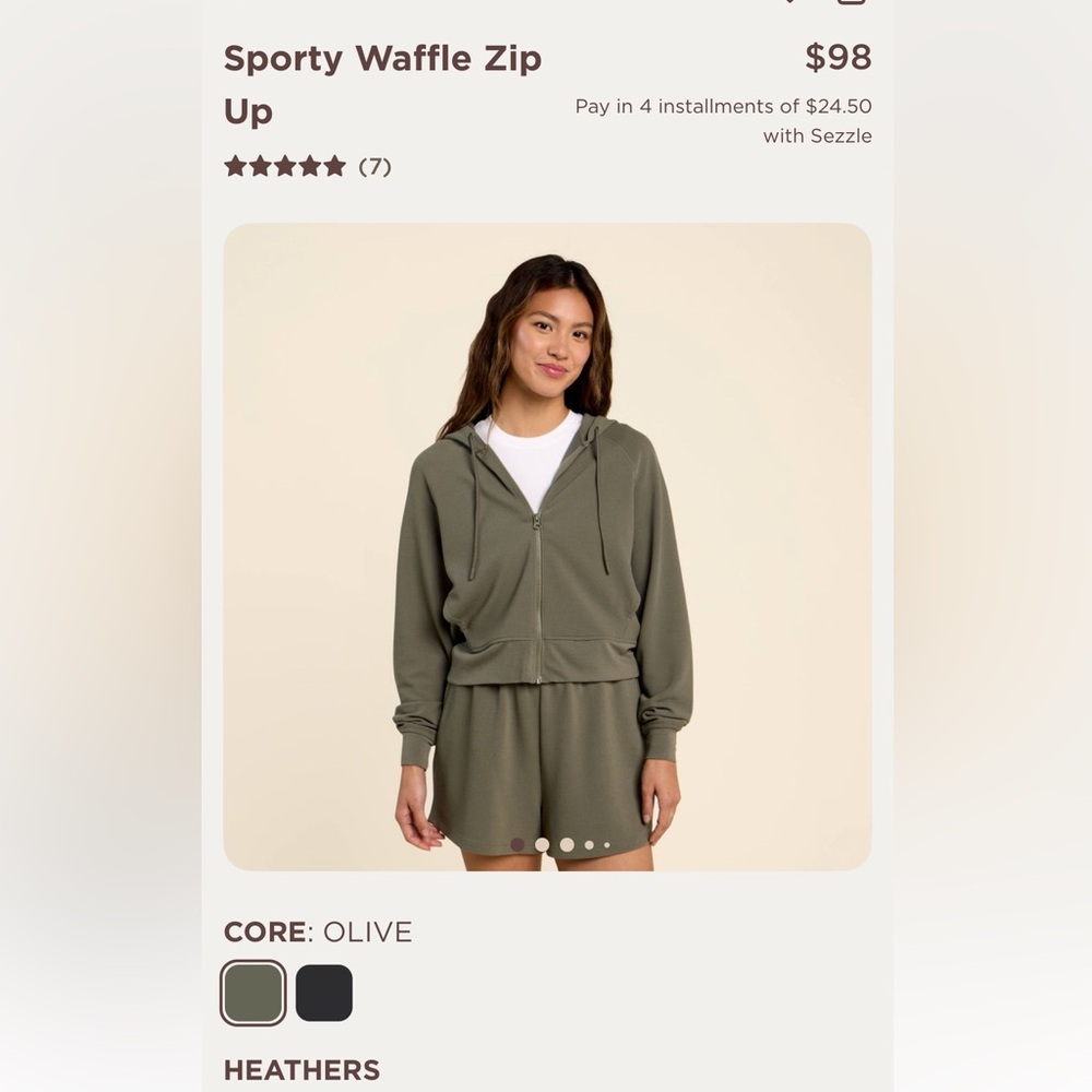 Nuuds sporty waffle zip up size L new in bag olive